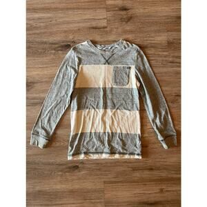 Kids Shaun White Gray & White Striped Long Sleeve Shirt Size Medium